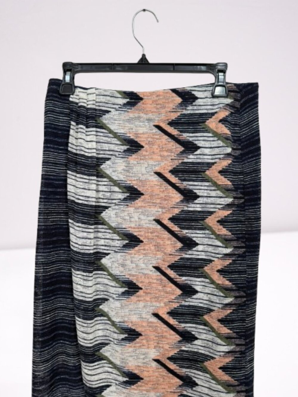 Anthropologie Chevron Midi Skirt in Black, Pink, Cream - Picture 5 of 10